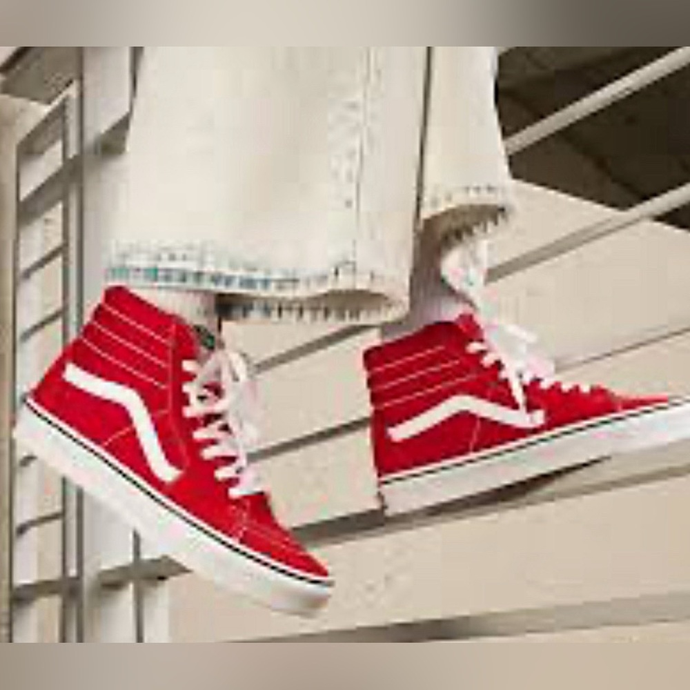 Vans Old Skool Red Hi-Top SK8 Sneakers Shoes Unisex Mens 7 Womens 8.5 - Picture 7 of 12